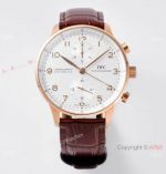 ZF Factory V2 Version IWC Portuguese Chronograph Watch Rose Gold White Dial